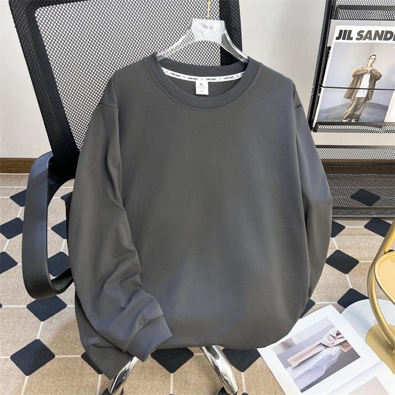 Футболка с длинным рукавом из высококачественного хлопка в американском стиле для мужчин, осенний модный свободный свитер с круглым вырезом, универсальная базовая рубашка