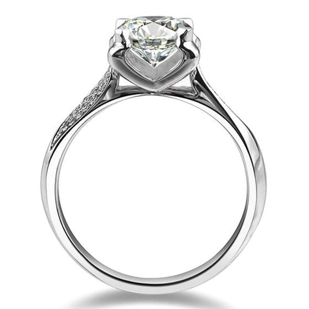 1 Carat NSCD Diamond Ring 4 Prong Sterling Silver Engagement Ring Women Twist Setting 18K White Gold Plated Wedding Band Anniversary Jewelry