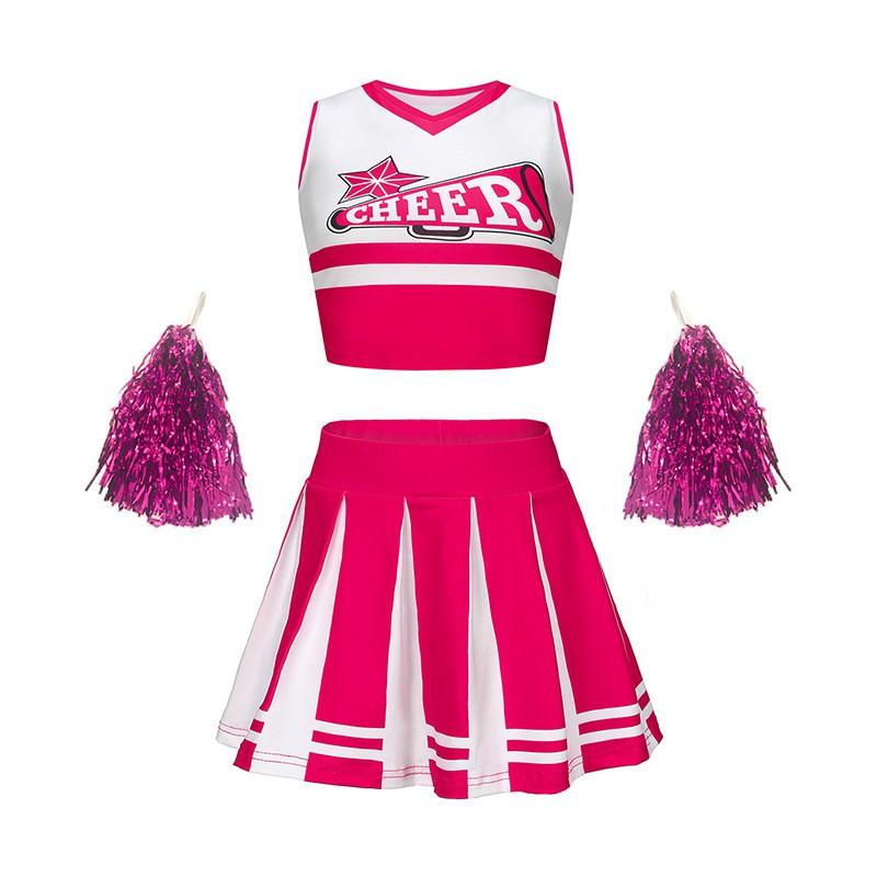 Kids Cheerleading Costume Set 3D Print A-Line Skirt Girls Sports Events