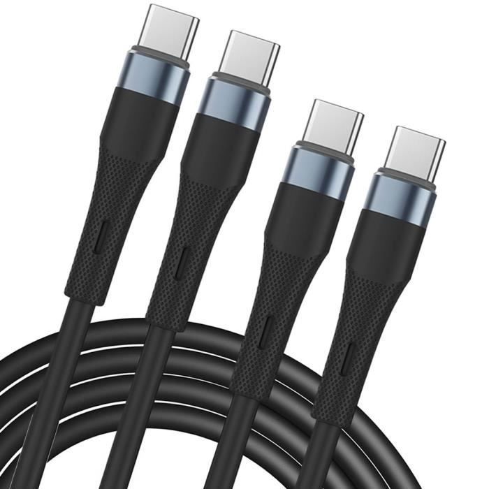 2x Câble USB-C vers USB-C Charge Rapide 60W pour Samsung Galaxy S25, S25 Plus, S25 Ultra, S24, S23 FE, S22, S21 - Noir 1M