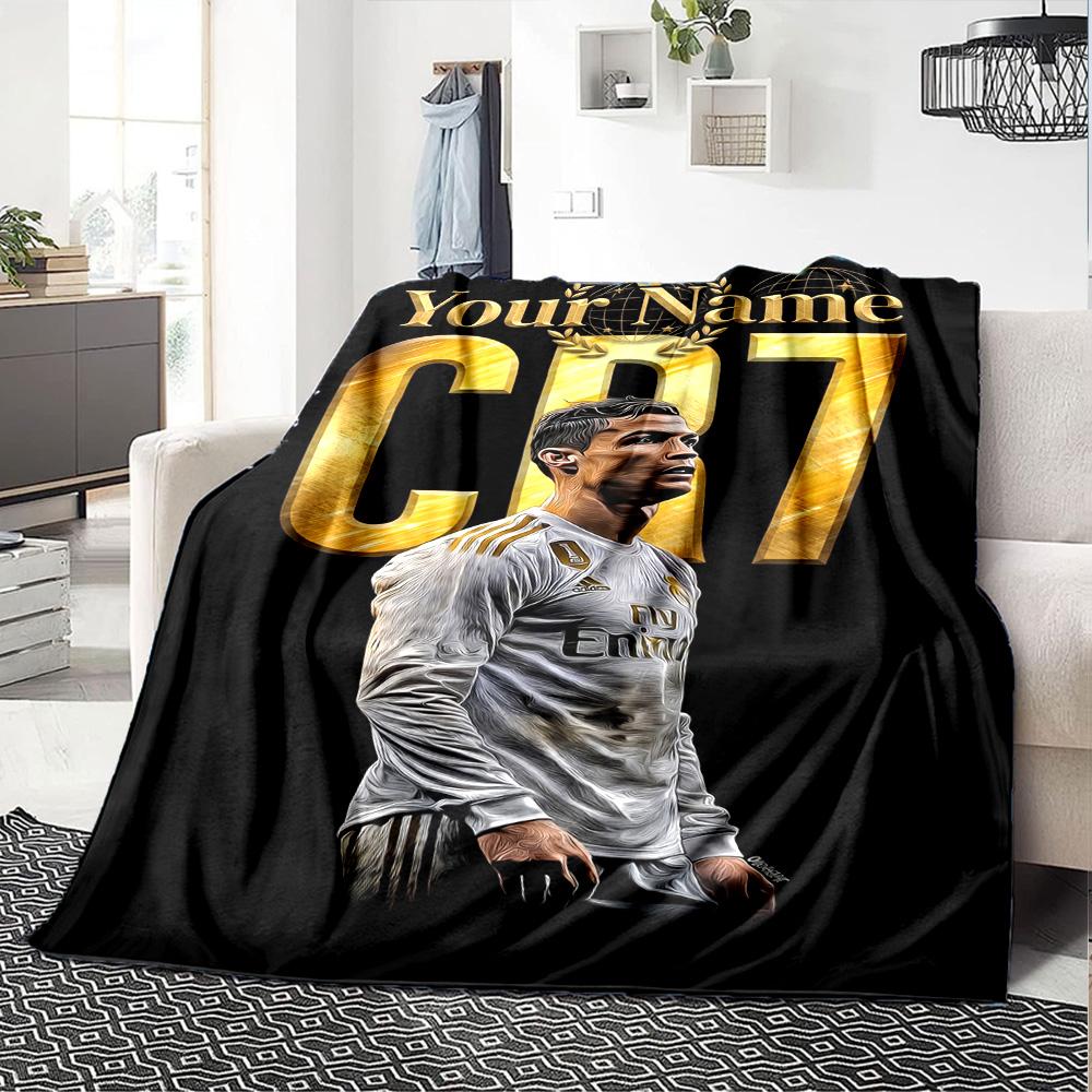 Cristiano Ronaldo (6) Personalized Name Blanket Multi-purpose Personalized Blanket Soft Warm Cozy for Chair Livingroom Couch Picnics