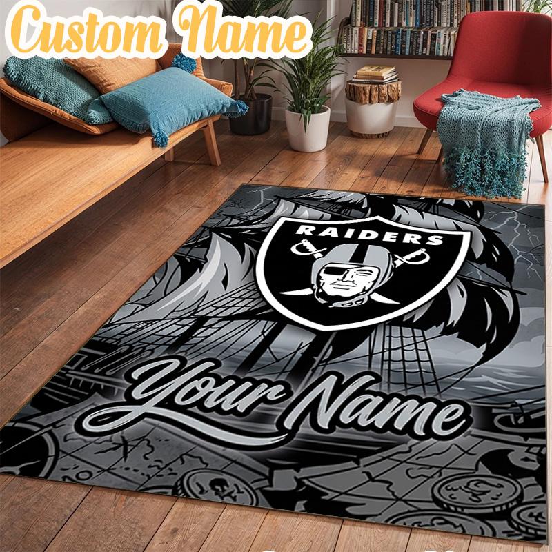 Custom Name Las Vegas Raiders Design Rug Office Rug Chair Mat Non Slip Carpet Rugs for Bedrooms Dining Room Living Room Home Decor gifts