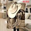 Vintage Western Rodeo Gear Blanket, Retro Cowboy Hat & Rope Themed Soft Cover