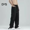 Мужские брюки-карго с большим карманом в стиле хип-хоп, широкие свободные винтажные брюки с эластичной резинкой на талии, длинные брюки с глубоким шаговым швом
