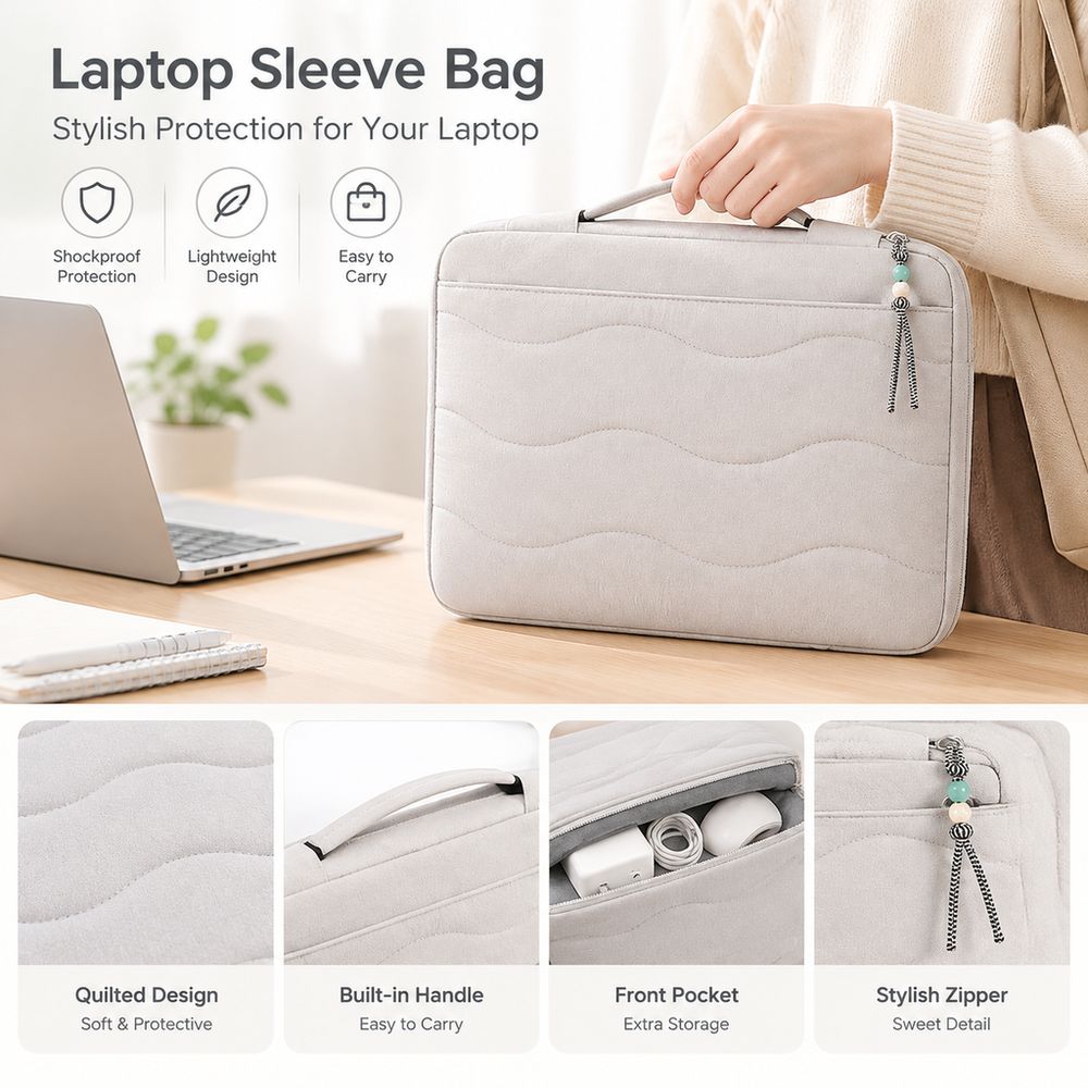 Quilted Laptop Carrying Case Portable Handle Notebook Sleeve Bag New Protective Laptop Bag Women