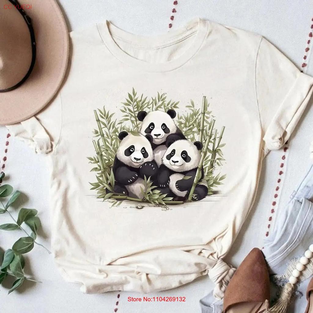 Panda In Bamboo Forest T Shirt Cute Lover Day Vintage Designer Clothes Soft Fashion Breathable Stylish