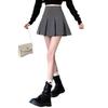 2024 Autumn Korean Style High-Waisted Pleated A-Line Skirt with Zipper