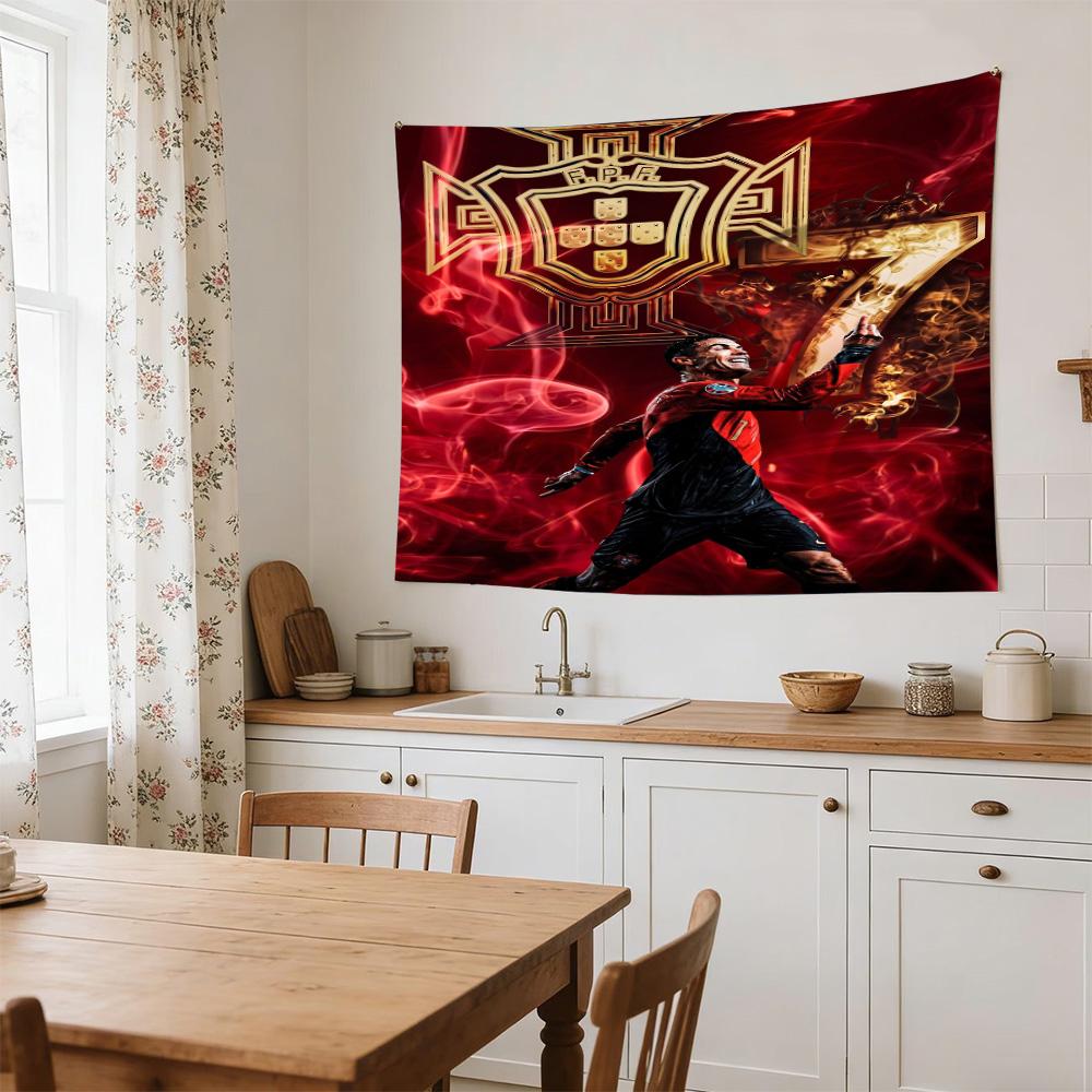 Ronaldo's Portugal Jersey Large Wall Tapestry,Ideal for Office Backdrops, Holiday Gifts, Home Decor (Living Room, Bedroom, Dorm, Parties), and Outdoor