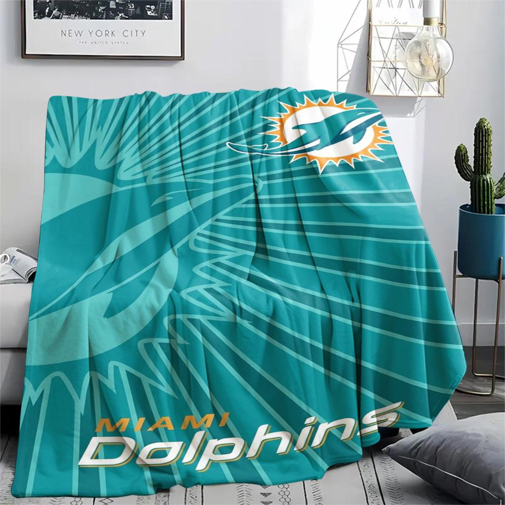 Miami Dolphins Print Flannel Blanket High Quality Warm Comfortable Cover for All Seasons Perfect for Gifts Home Decor