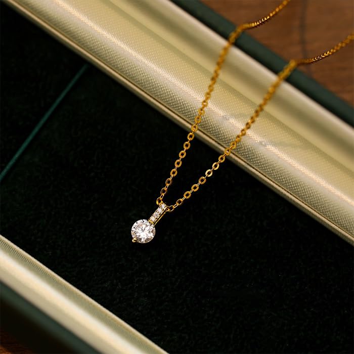 Муассанитовое ожерелье для металла блестит больше, чем 925 подарок для золота [ювелирные изделия gulamu] женщины, аллергены, бриллианты, просто, серебро, женщины,