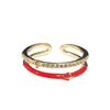 Red Oil Drop Tetragonal Star Open Ring Light Luxury Set Niche Design Sense Personality Full Of Diamonds Zircon Ring