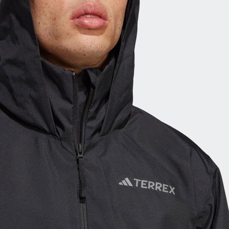 adidas Однотонная куртка с капюшоном и принтом логотипа Мужские куртки Черный HN5455