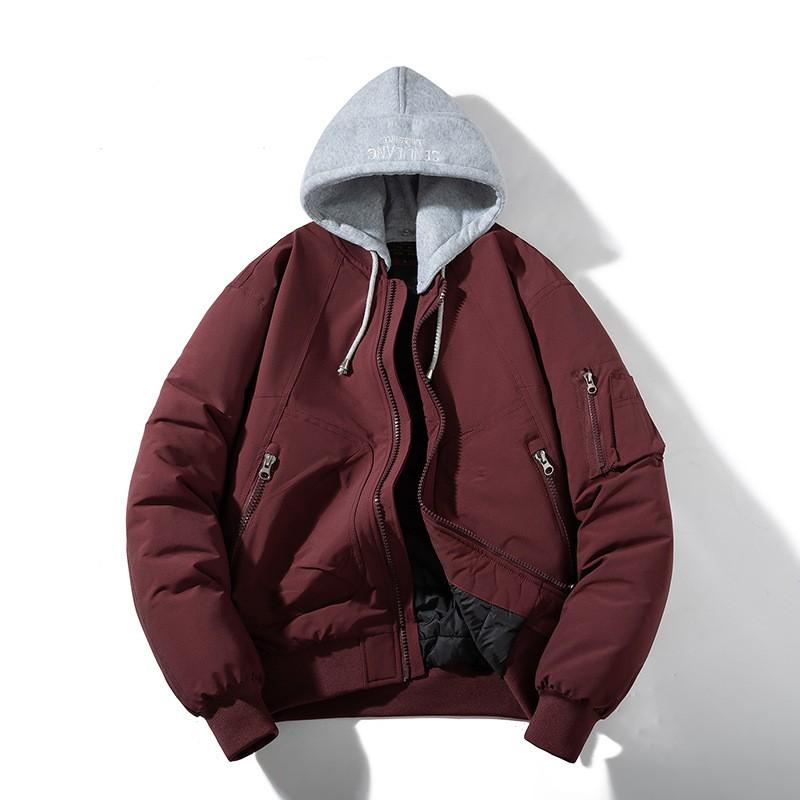 Mens Oversized Casual Winter Bomber Jacket Warm Thickened Cotton-Padded Outerwear Daily Wear