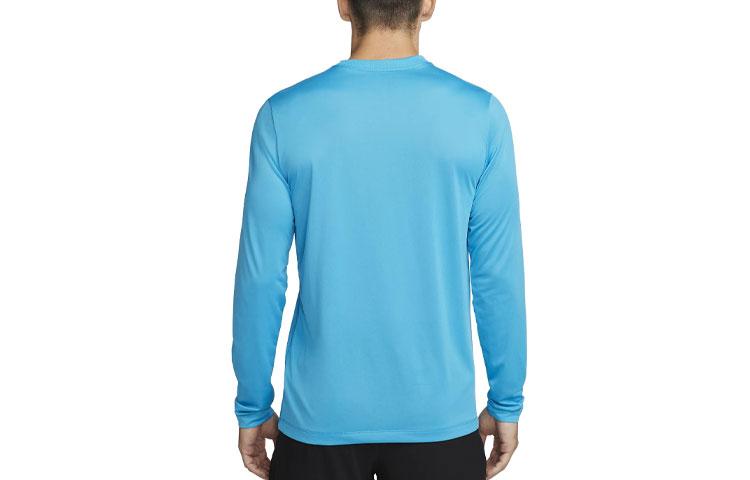 Nike Мужские футболки Лазурно-синие с круглым вырезом Умеренный прямой крой DX0993-446