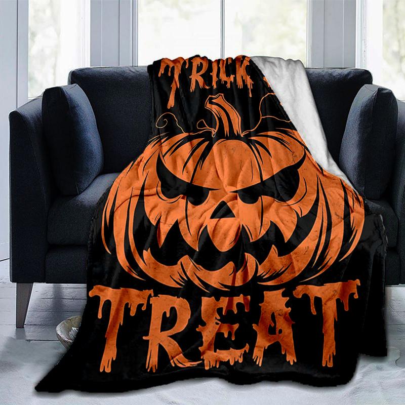 1pc Halloween Trick or Treat Blanket Soft and Warm Home Decorative for All Seasons, Living Room, Travel, Camping, Car Blankets