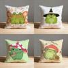 Забавная Милая Зеленая Лягушка Наволочка Для Декора Дивана Автомобиля Офиса Комнаты Печатная Наволочка Декорации и Защита