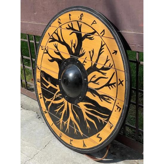 Medieval LARP SCA Warrior Wood & Steel Viking Round Shield Armor Templar Shield