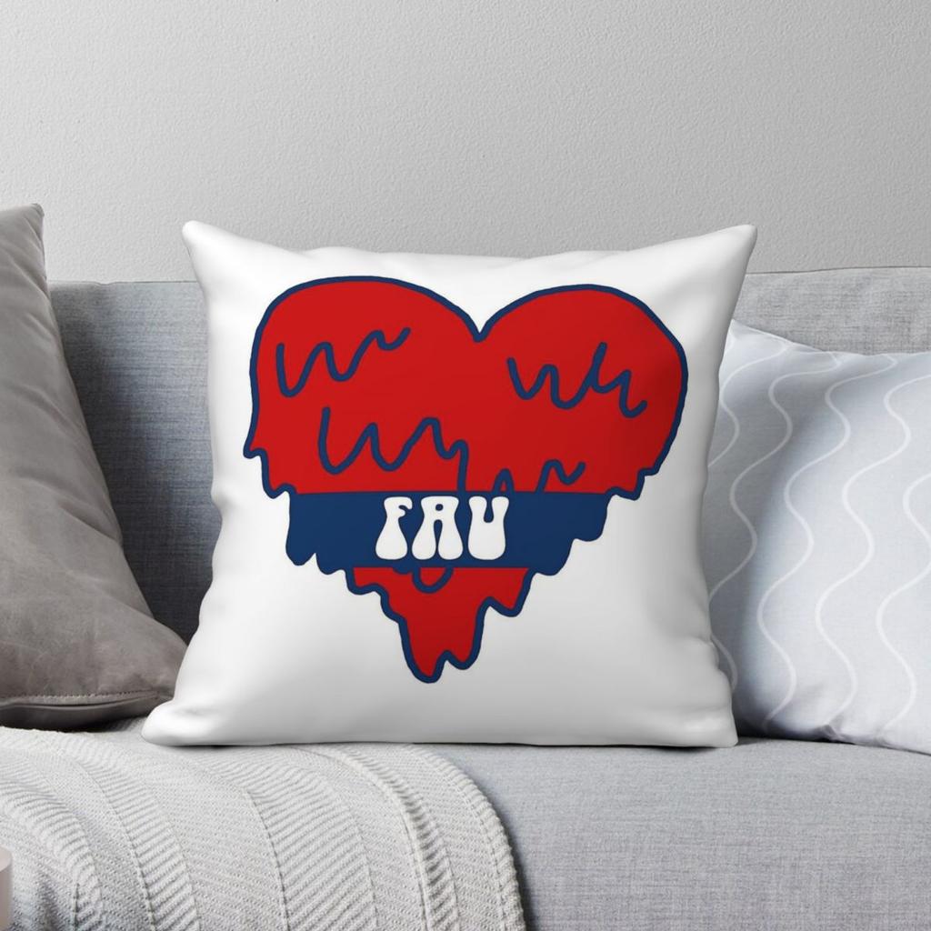 Florida Atlantic University Heart Pillowcase Polyester Linen Velvet Printed Zip Decor Pillow Case Bed Cushion Cover 45X45