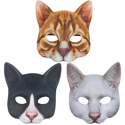 3X Маска кошки на пол-лица для Хэллоуина, Рождественской вечеринки, Черная/Белая/Коричневая