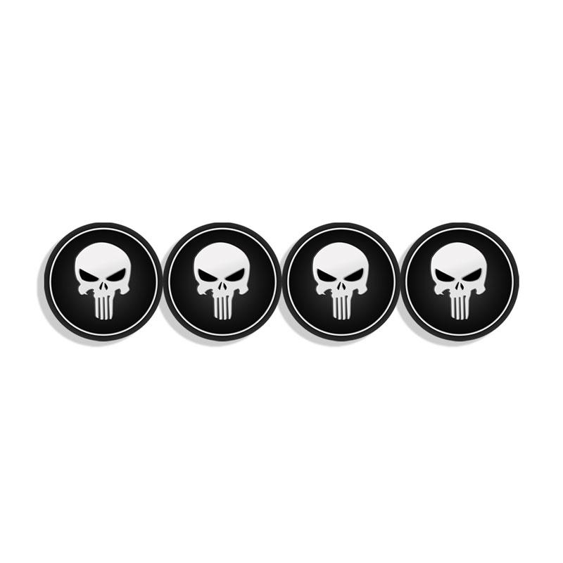 Car Decor 4pcs 56mm Skull Logo Car Wheel Center Hub Cap Aluminium Sticker For Universal Cars Styling Accessories