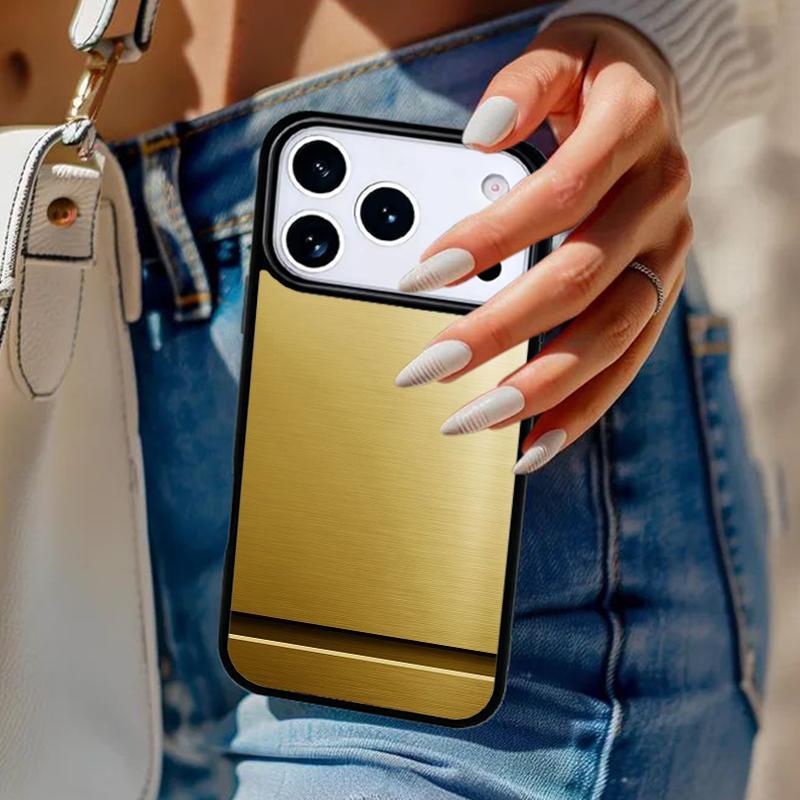 Чехол для телефона со стальным принтом и текстурой шлифованного металла Для iPhone 17 Air 14 15 13 12 Max Чехол Для Apple 16 16e 11 Pro Max Plus Coque