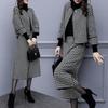 Women's Autumn and Winter Two-piece Pants Houndstooth Woolen Coat Wide-leg Pants Casual Fashion Suit Women's Trend
