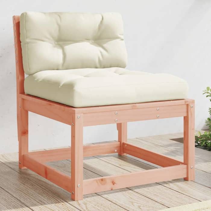 VidaXL Canapé de Jardin sans Accoudoirs avec Coussins, Siège de Terrasse avec Dossier, Chaise Modulaire de Patio Salon, Bois 844692