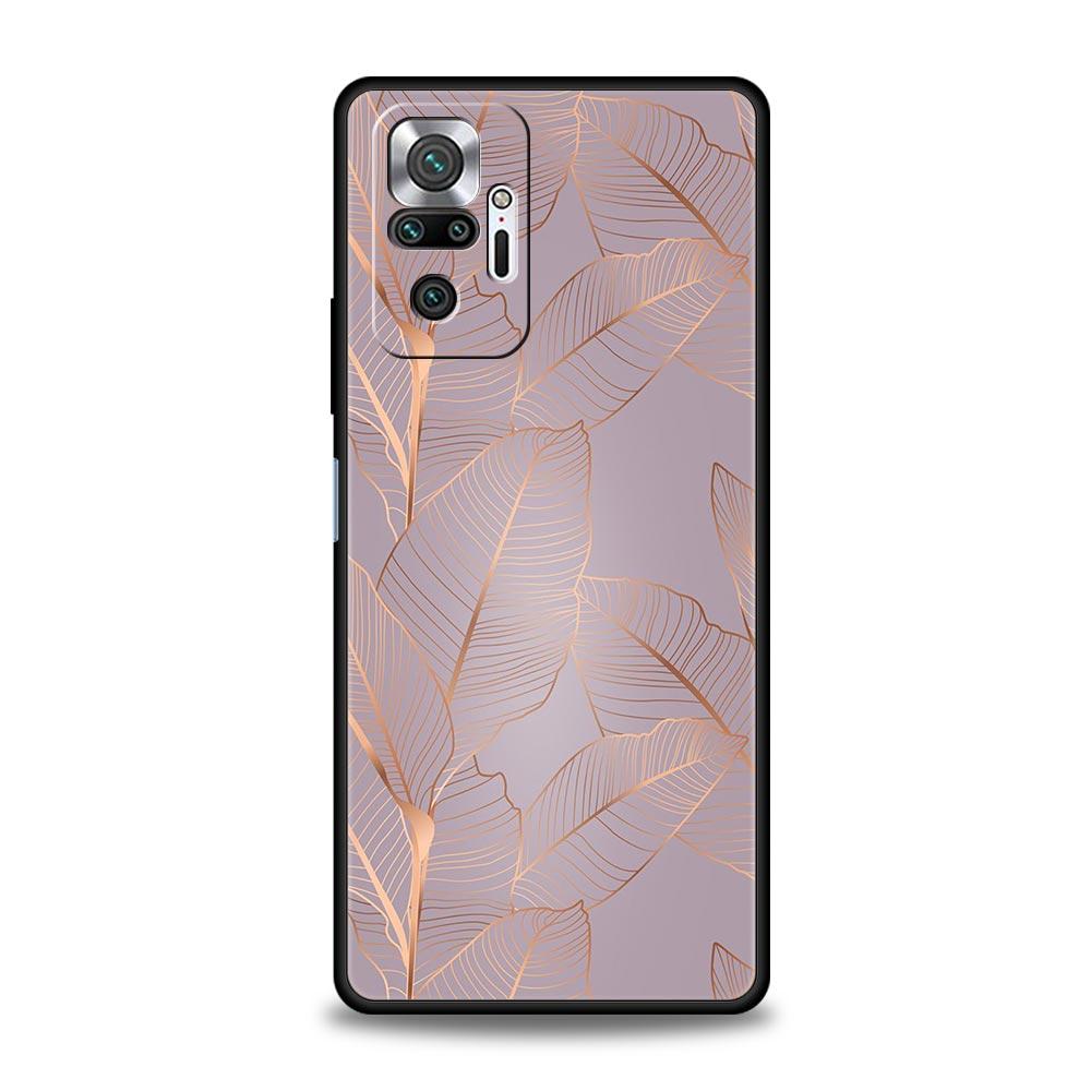 Чехол для телефона для Xiaomi Redmi Note 14 13 12 5G 11 10 Pro Plus 4G 9S 9 14C 13C 12C 10C 9C 9A Мягкий ТПУ Чехол Красивый Розовое золото искусство