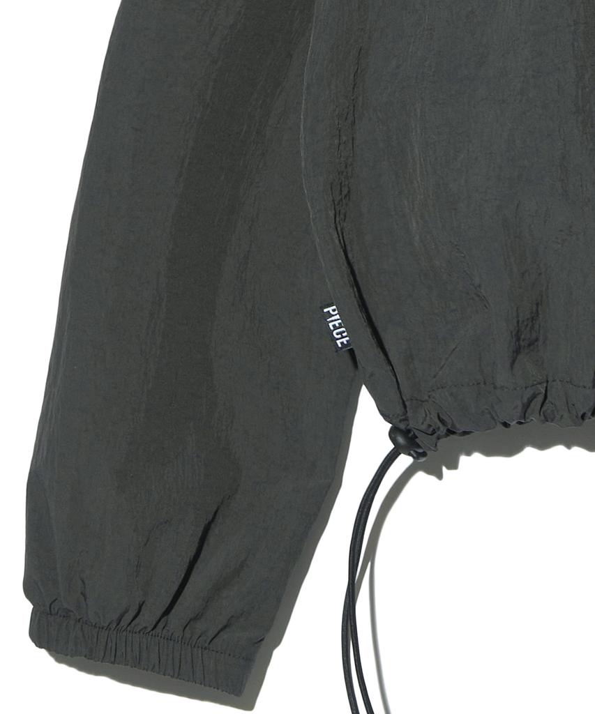 PEACE MAKER Nylon Shirring Warm Up Crew (Charcoal)