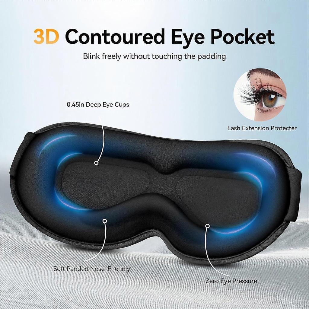Weighted Sleeping Eye Mask - 100% Light Blocking, Eyelash Extension Eye Mask, 3D Contour - Essential for Airplane Travel Naps - Memory Foam, Bus