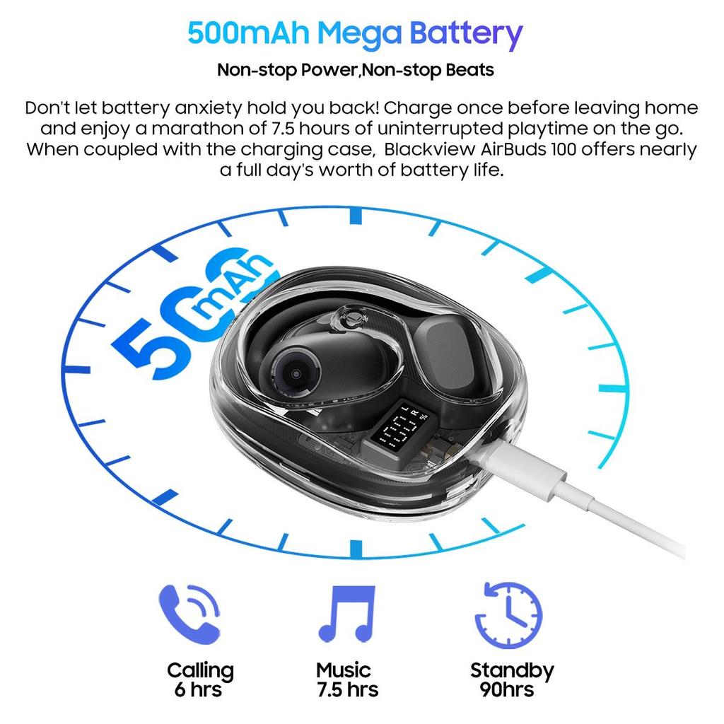 Blackview Беспроводные наушники AirBuds 100 Bluetooth 5.3 Спортивная музыкальная гарнитура