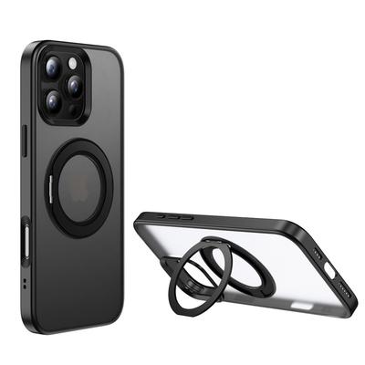 Чехол-книжка с магнитным креплением, вращающимся на 360 градусов, для iPhone 16, 15 Pro Max, 14 Pro, с мягким краем, противоударный, прозрачный матовый чехол для телефона