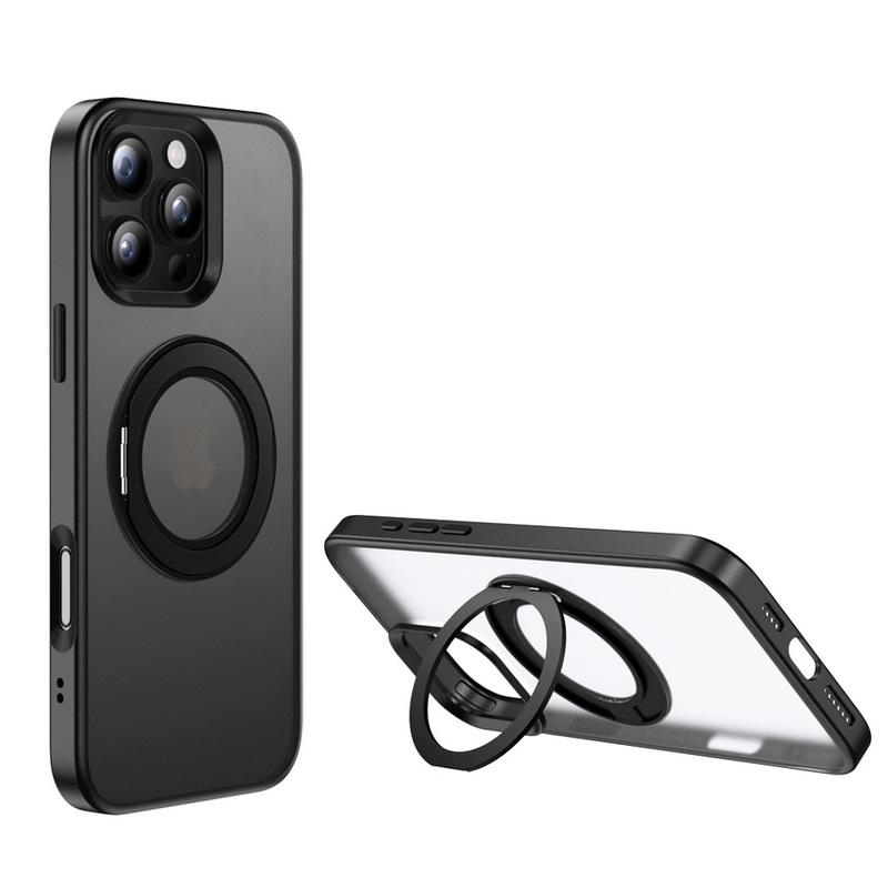 Чехол-книжка с магнитным креплением, вращающимся на 360 градусов, для iPhone 16, 15 Pro Max, 14 Pro, с мягким краем, противоударный, прозрачный матовый чехол для телефона
