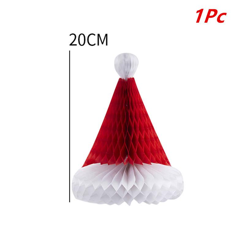 3/4/5/10PCS 20cm Christmas Tree Ornament Honeycomb Christmas Hats Hanging Pendant DIY New Year Xmas Party Decoration Home Market