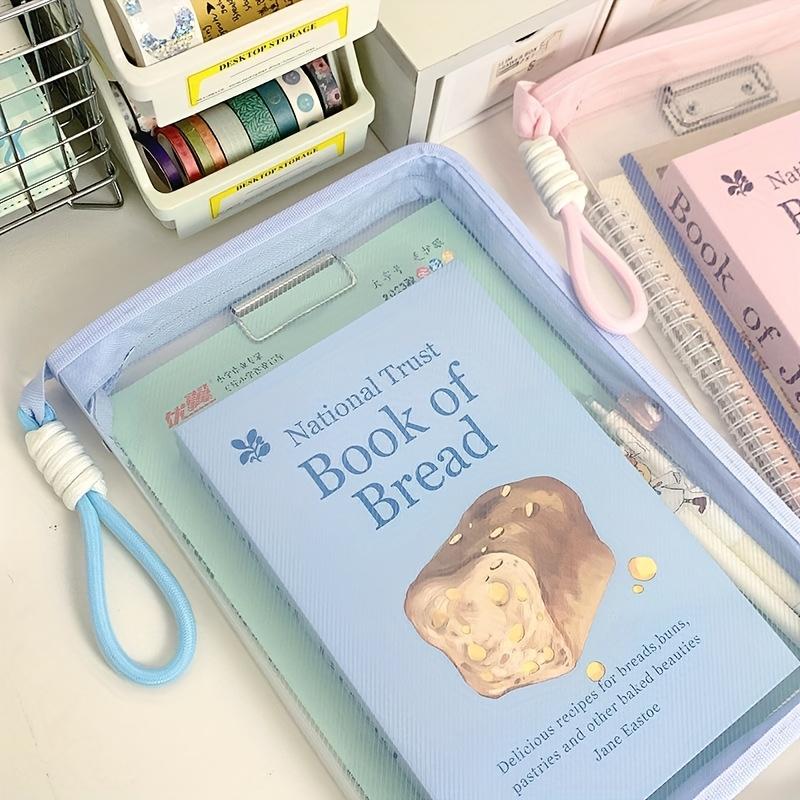 A4 Mesh Zipper Stationery Bag Portable Organizer Folder School Office Supplies Storage Pouch With Handles Large Capacity