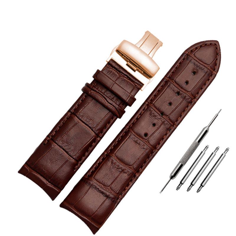 Ремешок для часов из натуральной кожи 22 мм, 23 мм, 24 мм для Tissot T035.407A T035.617A 627A, ремешок для часов, браслеты с пряжкой-бабочкой