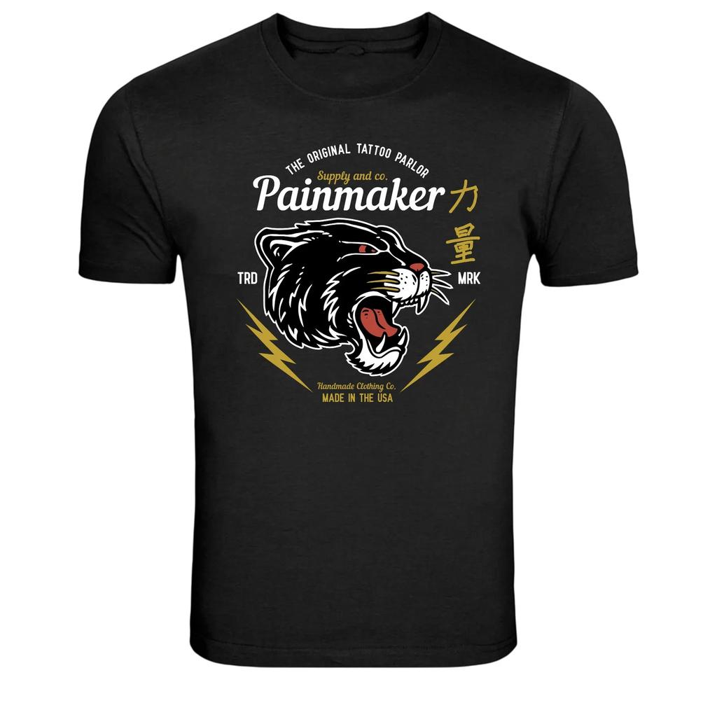 Painmaker Panther Tattoo Style T-Shirt Vintage Tattoo Parlor Graphic Tee