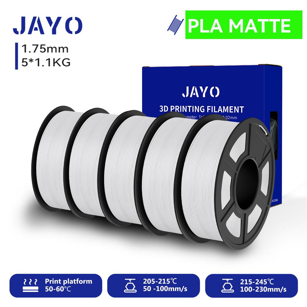 JAYO 5 Rolls 3D Printer PLA/PETG/PLA+/PLA Meta/PLA Matte Filament 1.75mm 3D Printing Materials for 99% 3D FDM Printer & 3D Pen