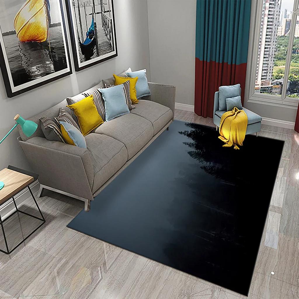 Дымчатый Лес Ковер Зеленые Деревья Горный Ковер Натуральный Пейзаж Прямоугольные Ковры Коврики для Йоги Декор для Спальни Гостиной Придверный Коврик