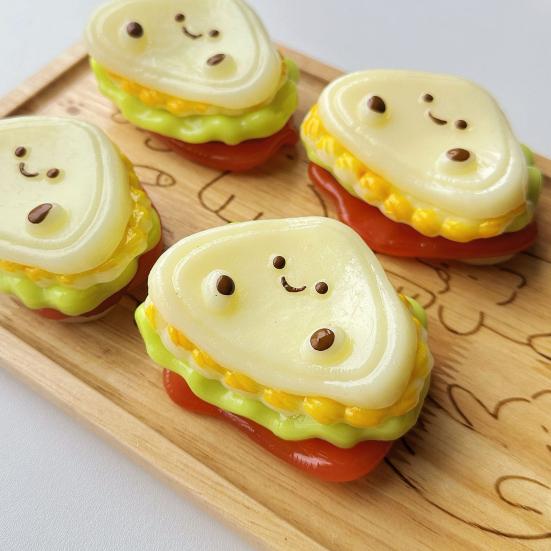 Layered Sandwich Stress Relief Toy, Slow Rising Cartoon Sandwich Squeeze Toy, Detachable Sandwich Fidget Toy for Kids Adults
