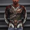 Men Spring Autumn Animal T Shirts Round Neck Long Sleeves Top Men's Sport Wear Plus Size Vintage 3d Print T Shirt
