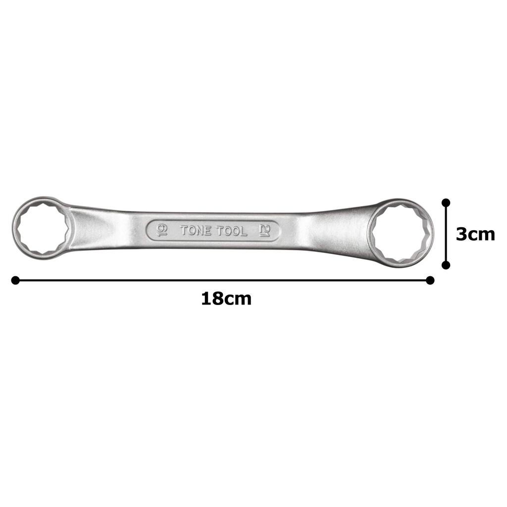 TONE Short Box Wrench Width Across Flats 19 X 21mm (45°) M46-1921