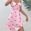 European and American love printing sexy lace home suspender skirt pure desire nightdress temptation backless sex dress