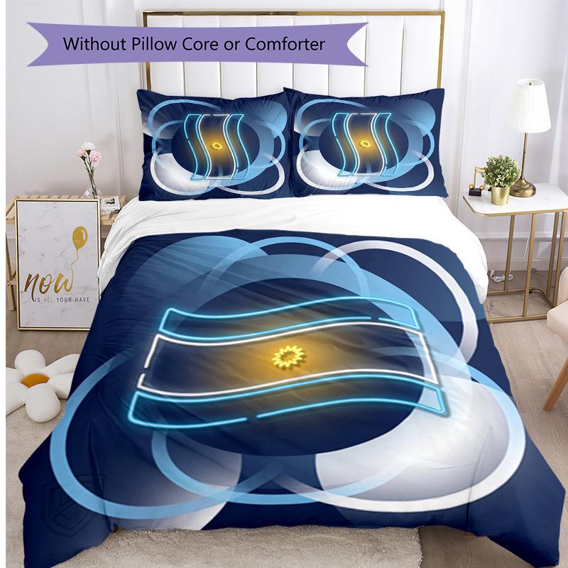 Argentina Football Printed Bedding 3 Piece Set Cozy Breathable Bed Cover Set as Housewarming Holiday Gift