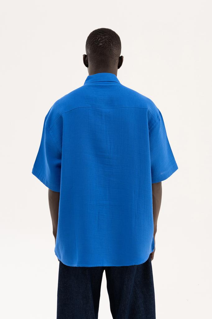 Machinist Men's Oversized Basic Cotton Shirt – Blue (Sax) S