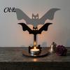 Anti Deformation Wood Base Halloween Wooden Shadow Candle Holder, Scarecrow Bat Black Cat Ghost Silhouette Artistic Table Ornament for Home