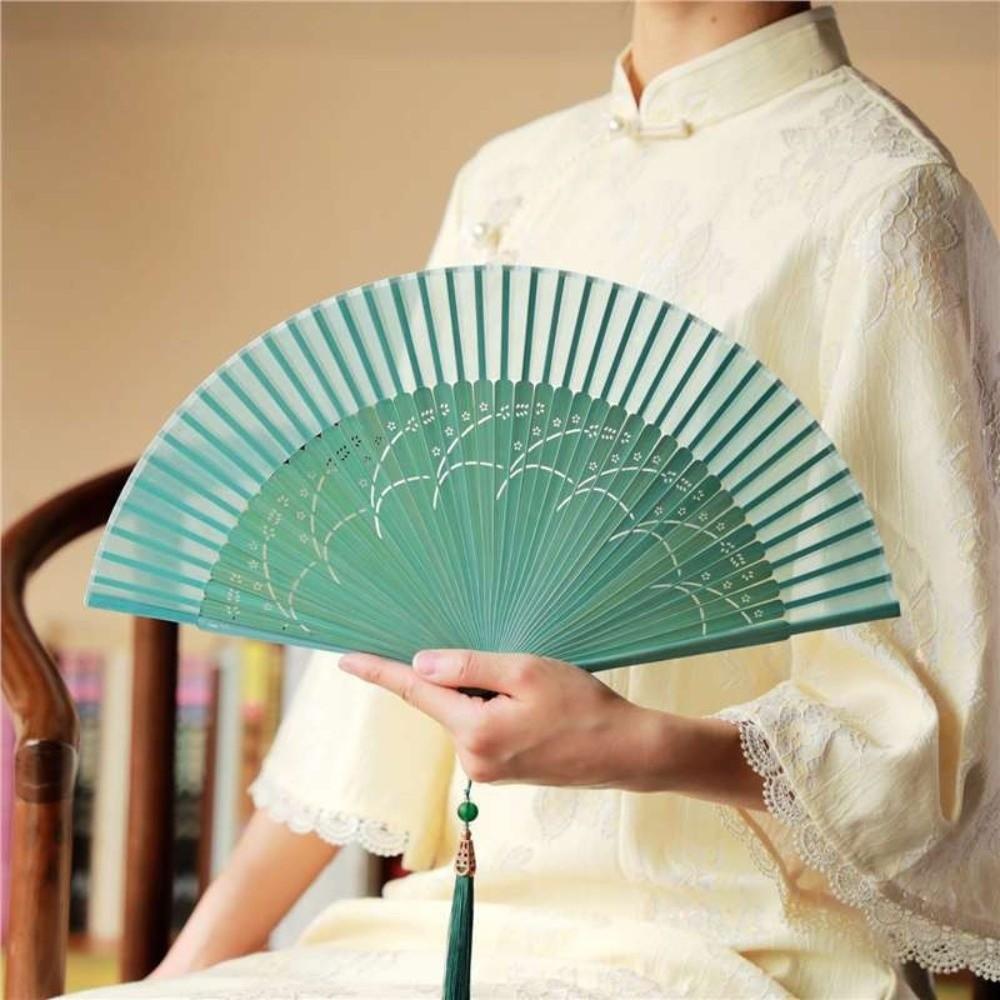 Tassel Chinese Style Silk Fan Retro Design Handheld Shell Fan Bamboo Folding Fan Female Dance