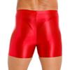 Mens Glossy Stretchy Mid Waist Shorts Sport Yoga Swimwear Sleepwear Casual Compression Leggings