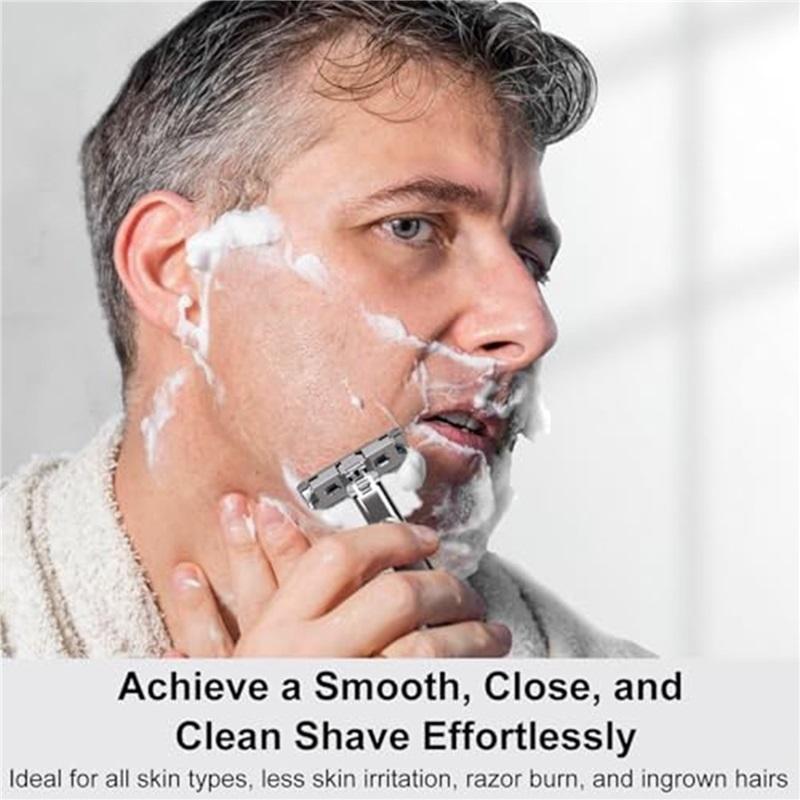 Reusable Rainbow Metal Safety Razor Set, including a razor stand and replacement blades stylish travel razor suitable for men