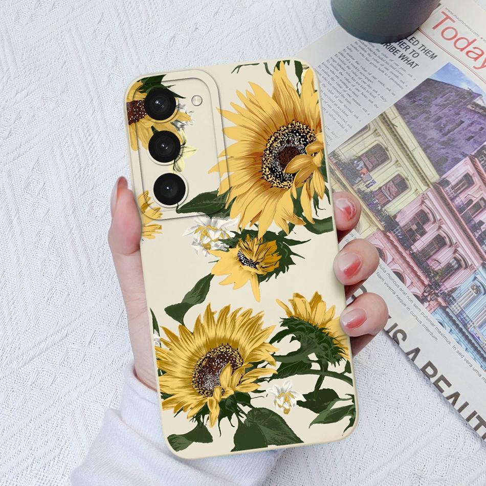 For Samsung Galaxy S23 Ultra Plus FE Phone Case Cartoon Shockproof Liquid Silicone Camera Protection Black Cover Bumper Fundas
